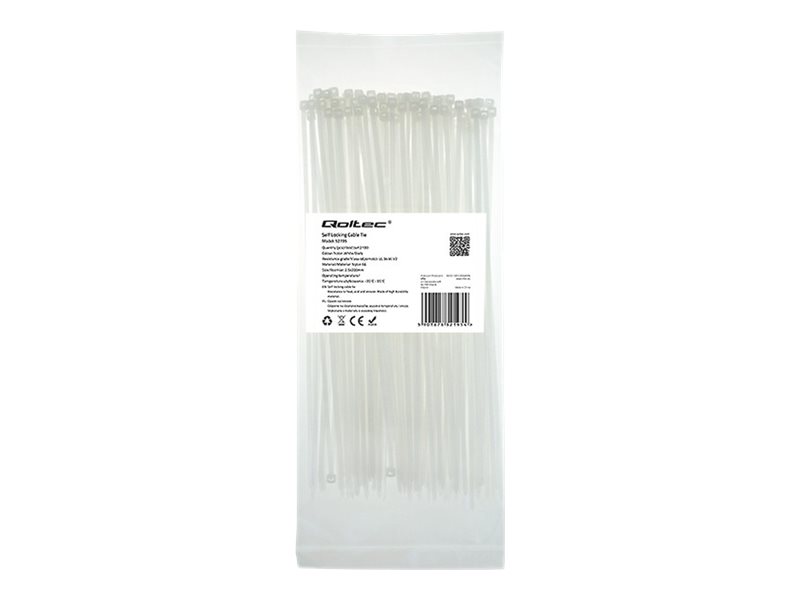 Qoltec 52195, Leiter-Kabelbinder, Nylon, Weiß, Ce, 20 Cm, 2,5 Mm