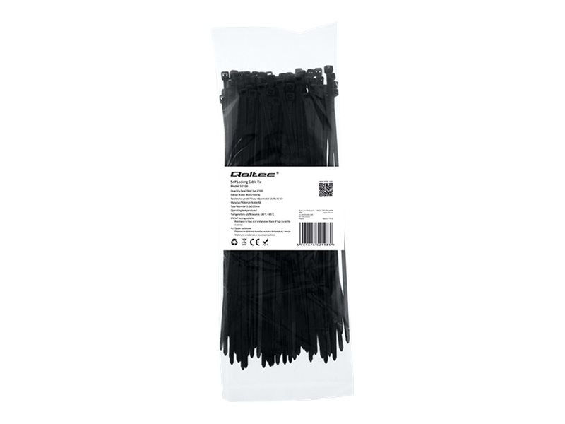 Qoltec - Kabelbånd - 20 Cm - Sort (Pakke Med 100)
