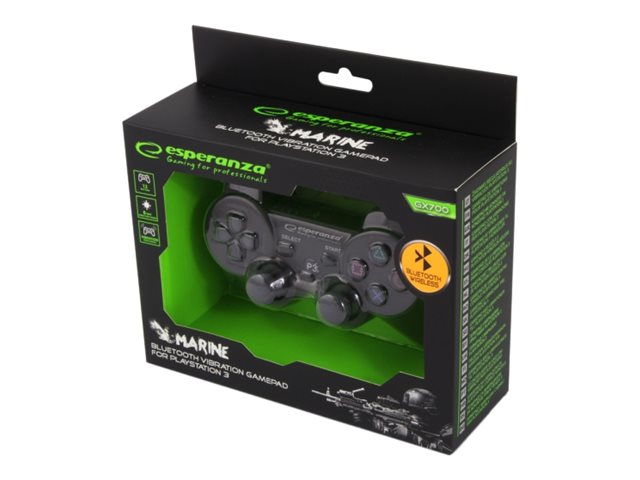Esperanza MARINE - Gamepad - 12 knapper - trådløs - Bluetooth - sort - for Sony PlayStation 3