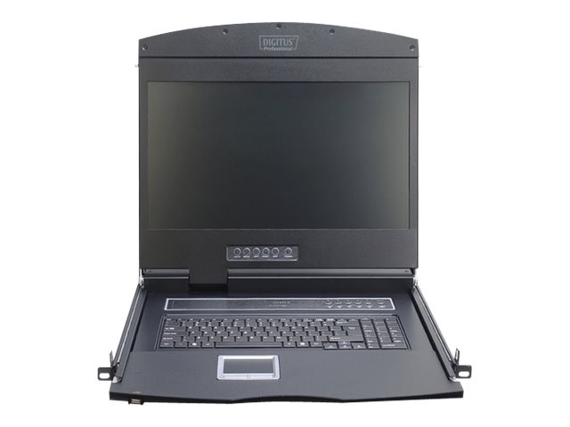 Digitus Professional DS-72211 - KVM-konsol - 19 - rackversion - 1366 x 768 @ 60 Hz - 1000:1 - RAL 9005, sort - 1U