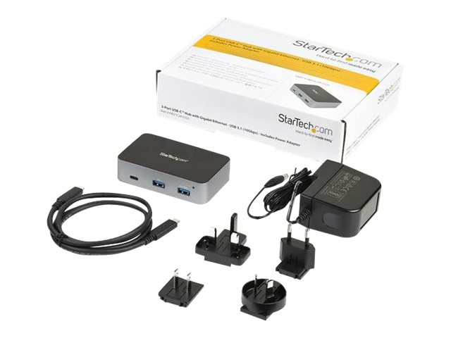 Startech.Com 3-Port Usb-C-Hub Mit Lan-Anschluss - Usb 3.2 Gen 2 (10 Gbit/S) - 2X Usb-A Und 1X Usb-C - Powered, Usb 3.2 Gen 2 (3.1 Gen 2) Type-C, Rj-4