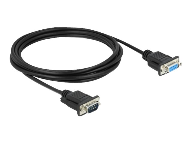 Delock Seriell Kabel Rs-232 D-Sub9 Stecker Zu Buchse Nullmodem Mit Schmalem Steckergehäuse 3 M, Schwarz, 3 M, Rs-232, Rs-232, Stecker, Buchse