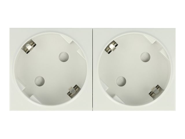 Delock - Easy 45 - Strømsokkelmekanisme - 2P - Type F - Med Lukkere - 2 Strømsokler - 16 A - Ac 250 V - Hvid, Ral 9003