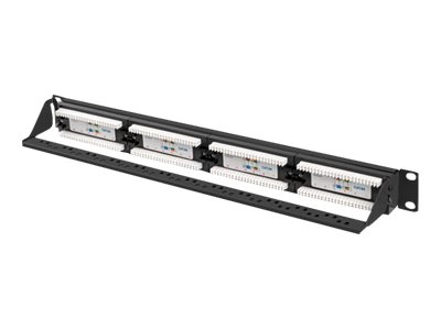 Lanberg Ppua-1024-B - Patch-Panel - Stativmonterbar - Cat 6A - Utp - Rj-45 X 24 - Ral 9004, Sort - 1U - 19"