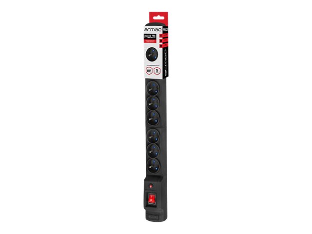 Armac Multi M9 - Stikdåse - Ac 230 V - 3680 Watt - Input: Type E - Output-Stikforbindelser: 9 (9 X Type E) - 4.5 M Ledning - Sort