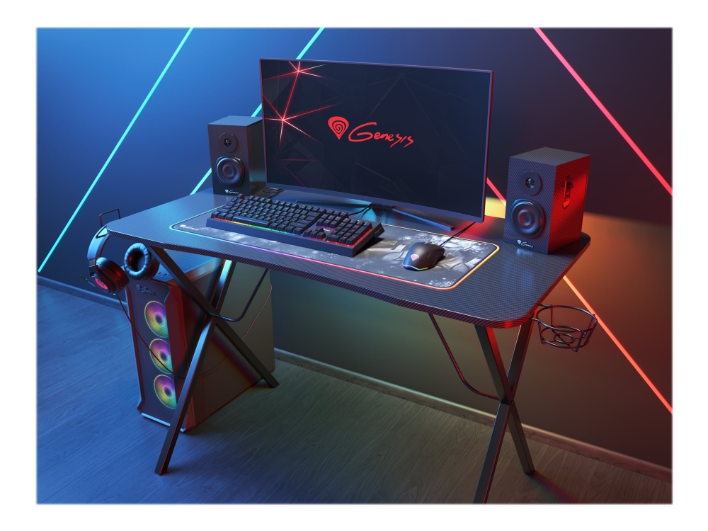 Genesis Holm 200 RGB - Skrivbord - rectangular with contoured corners - svart | Skrivbord för kontor | GameStuff