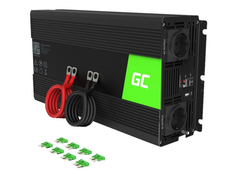 Inverteris 12V/230V 1500W/3000W Sinusinė Išėjimo Įtampa Green Cell