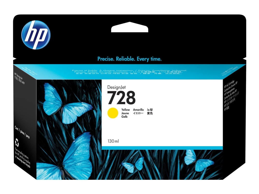 Hp 728 - 130 Ml - Gul - Original - Designjet - Blækpatron - For Designjet T730, T830