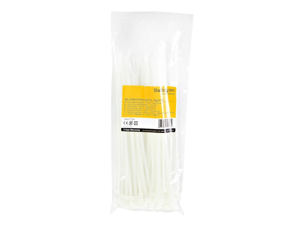 100 PACK 10 CABLE TIES -WHITE NYLON ZIP TIE WRAPS UL TAA