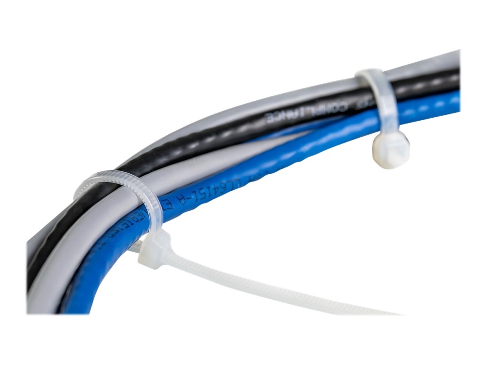 StarTech.com 20cm kabelkopplingar - 4mm bred, 55mm buntdiameter, 22kg draghållfasthet, självlåsande spärrband för nylon med böjd spets, 94 V-2/UL listad, 100-pack - vitt - Kabelsamlare - 20.32 cm - vit - TAA-kompatibel (paket om 100) | EL Artiklar - Vägar & tillägg - Buntband | GameStuff