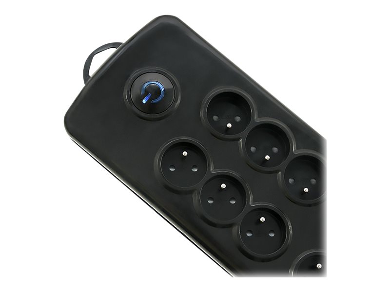 Qoltec Quick Switch - Overspændingsbeskyttelse - AC 230 V - 3500 Watt - udgangsstik: 8 - 2,5 m ledning - sort