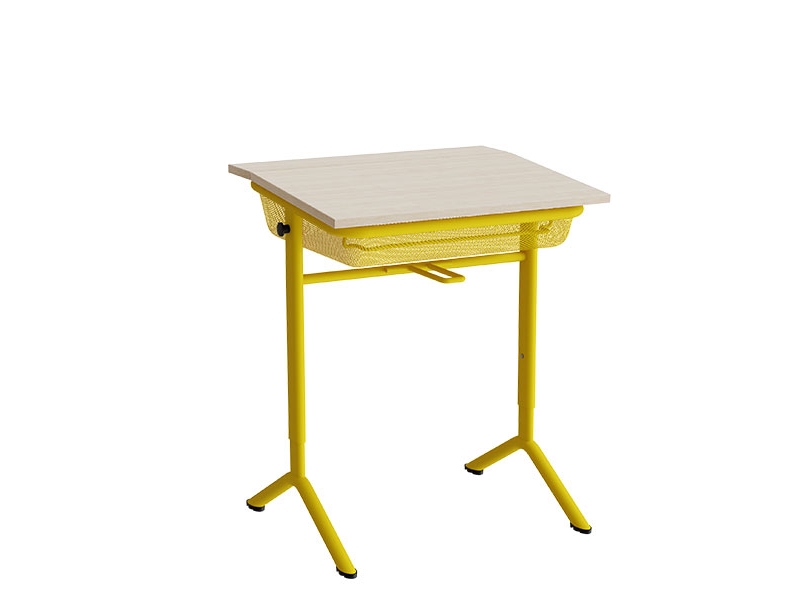 Elevbord Atlas 1128, vitpigmenterad eklaminat, gul ram | Skrivbord för kontor | GameStuff