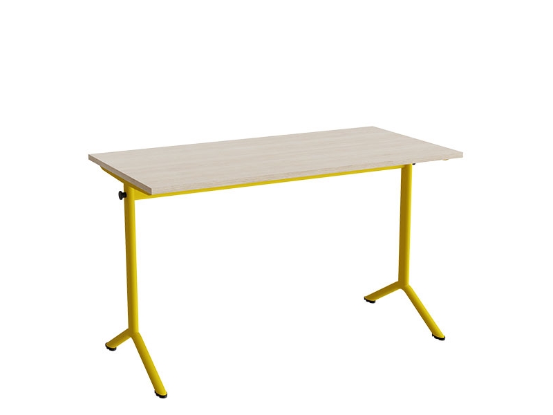 Bord Atlas 1130, 1200x600 mm, ljudabsorberande vitpigmenterad ek, gul ram | Möbler - Bord - Kontorsbord | GameStuff