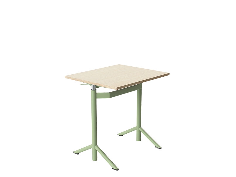 Nostopöytä Atlas 1132, 700x600 mm, valkoiseksi pigmentoitu tammilaminaatti, vihreä runko