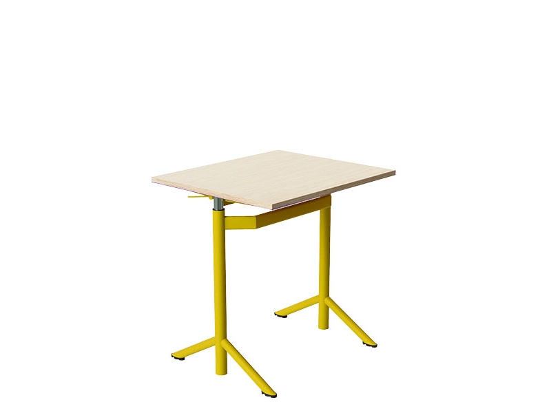 Lyftbord Atlas 1132, 700x600 mm, ljudabsorberande vitpigmenterad eklaminat, gul ram | Skrivbord för kontor | GameStuff