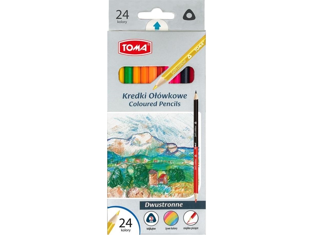 Double-Sided Pencil Crayons 24 Colors Toma