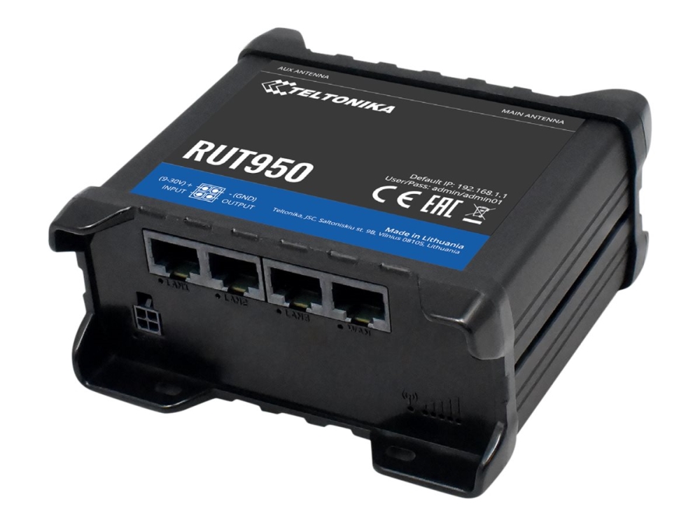 Teltonika RUT950 - Trådlös router - WWAN 4-ports-switch - Wi-Fi - 2,4 GHz - DIN-skenmonterbar | Datortillbehör - Nätverk - Trådlösa routrar och AP | GameStuff