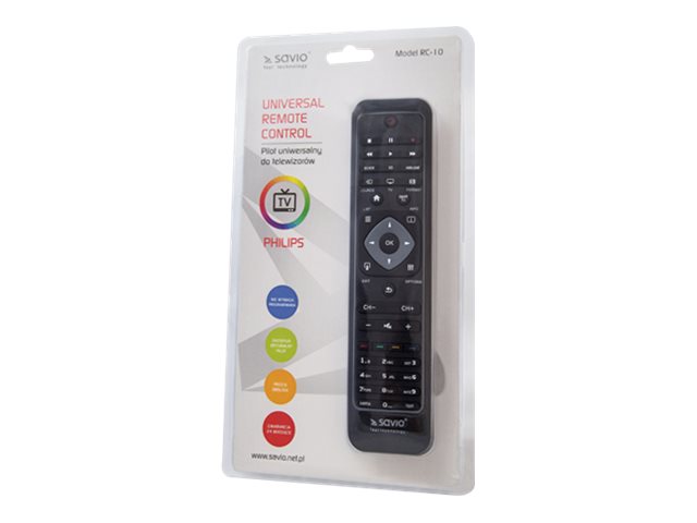 Savio RC-10 do TV Philips, TV, IR trådløs, Tryk på knapper, Sort