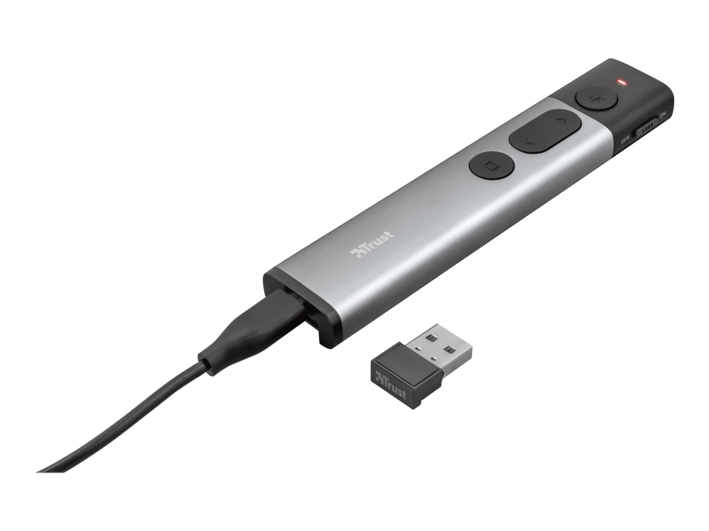 Trust Kazun Aluminium Wireless Presenter - Presentationsfjärrkontroll - 4 knappar - RF | TV, Ljud & Bild - Videokonferenser - Digital presentatör | GameStuff
