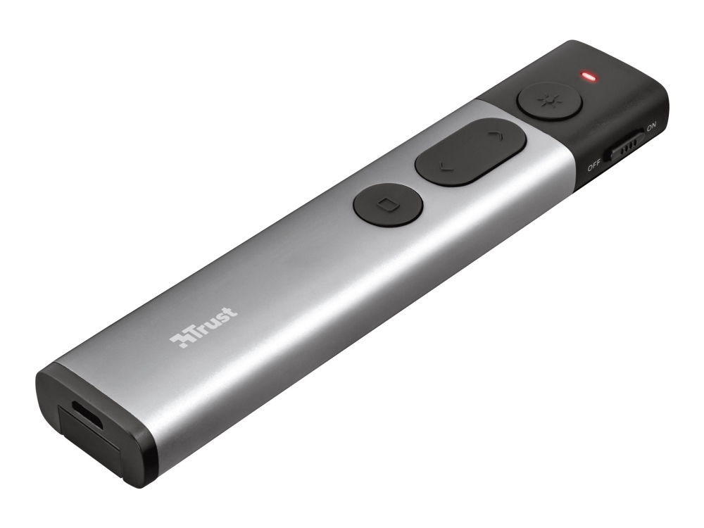 Trust Kazun Aluminium Wireless Presenter - Presentationsfjärrkontroll - 4 knappar - RF | TV, Ljud & Bild - Videokonferenser - Digital presentatör | GameStuff