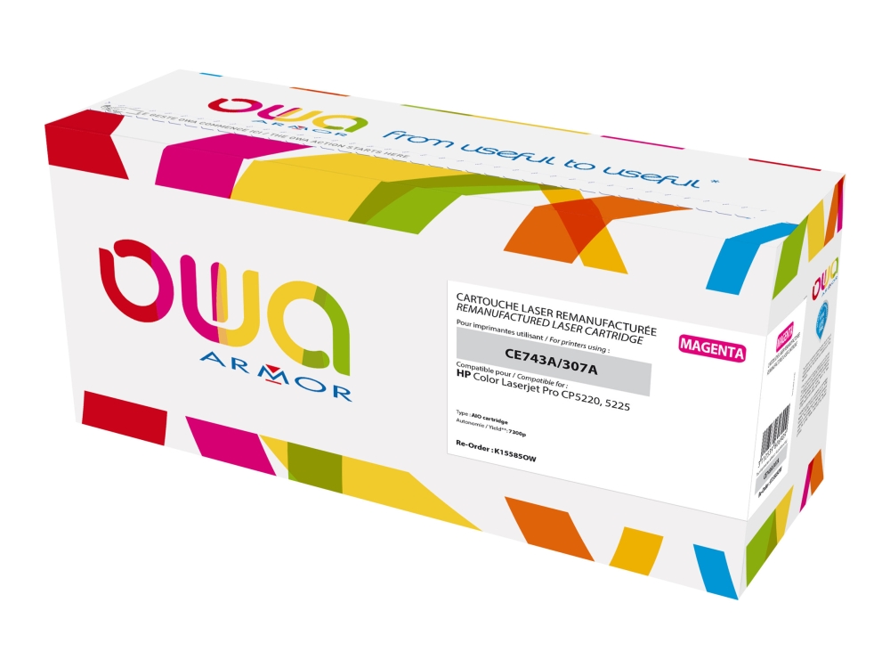 Owa - Magenta - Kompatibel - Genproduceret - Tonerpatron (Alternativ Til: Hp Ce743a) - For Hp Color Laserjet Professional Cp5225, Cp5225dn, Cp5225n