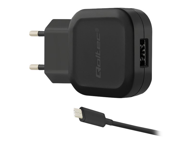 Qoltec - Strømforsyningsadapter - 12 Watt - 2.4 A (Usb) - Sort