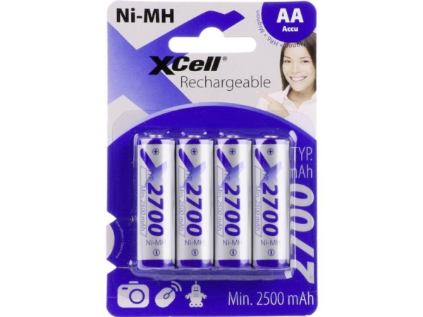 Xcell X2700aa B4 Genopladeligt Aa-Batteri Nimh 2700 Mah 1.2 V 4 Stk