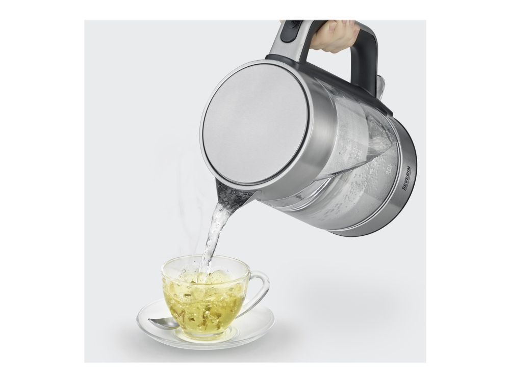 SEVERIN WK 3420 - Vattenkokare - 1.7 liter - 2.2 kW - glass/brushed stainless steel/black | Köksapparater - Juice, is och vatten - Vattenkokare | GameStuff