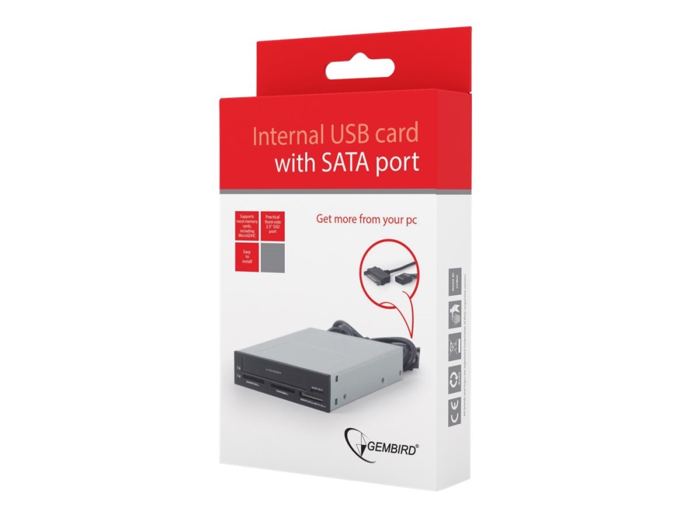 Gembird - Kortläsare - allt-i-ett - 3,5 (MS, MS PRO, MMC, SD, MS Duo, MS PRO Duo, miniSD, RS-MMC, TransFlash, microSD, SDHC, MS Micro, microSDHC, SDXC, miniSDXC, MMC II) - USB 2.0/SATA 3 Gb/s | Foto och video - Foto- & videotillbehör - Minneskortsläsare | GameStuff