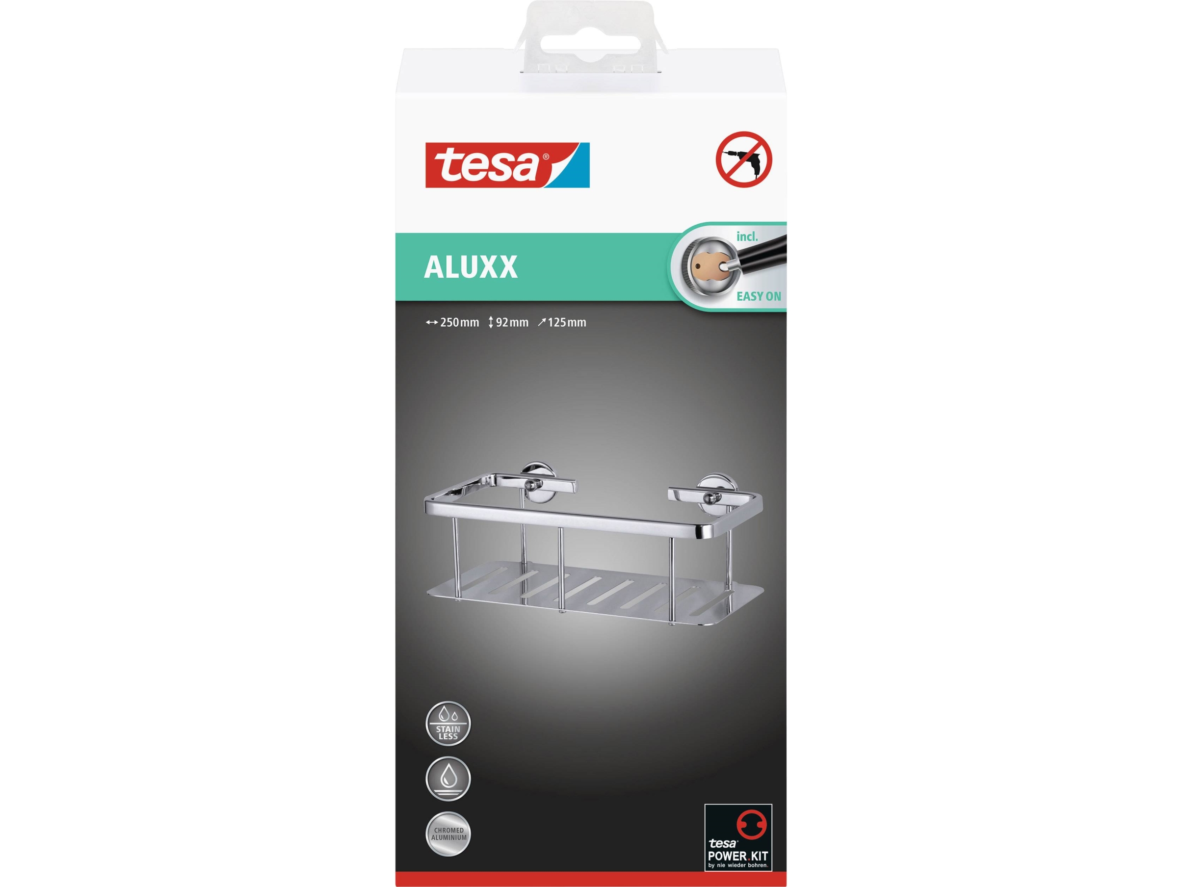 Tesa 40202 00000 00 Aluxx Badeværelsesopbevaringslim Krom Blank