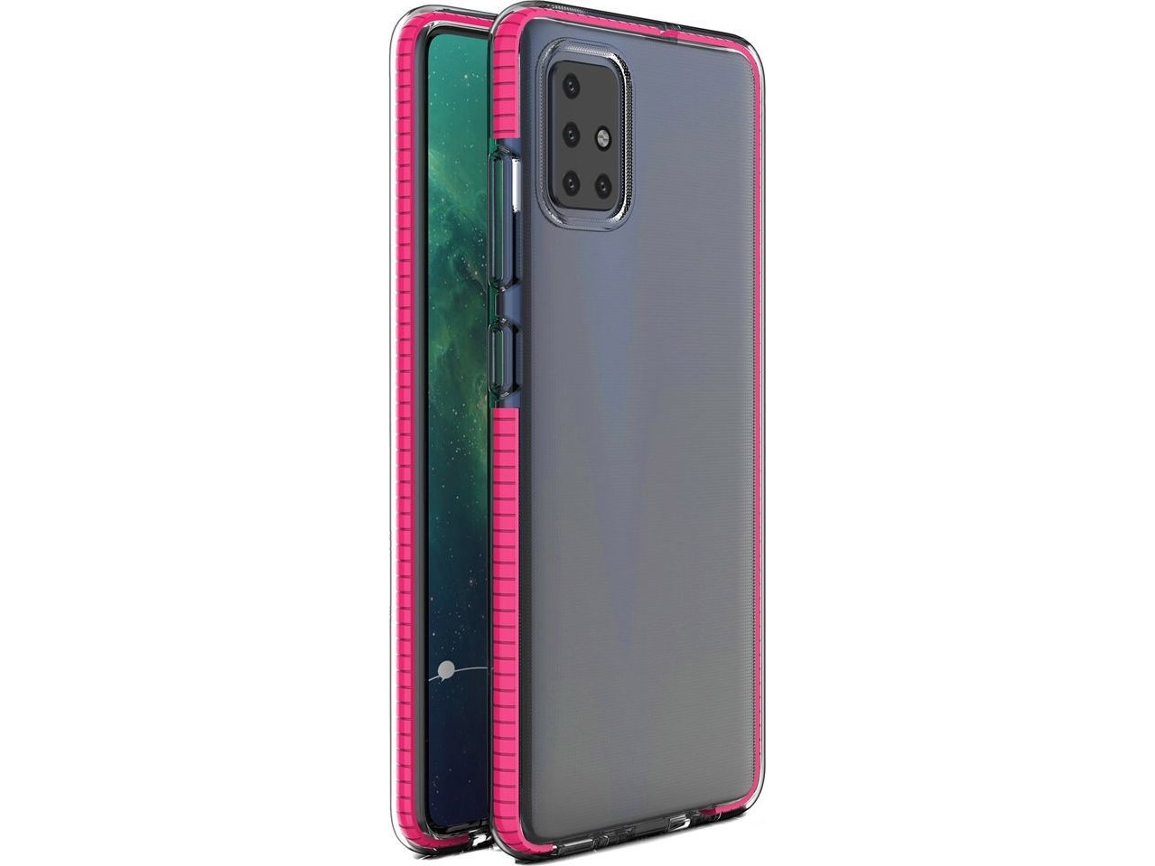 Hurtel Spring Case Geléfodral Med Fargad Ram För Samsung Galaxy A21s Rosa Universal