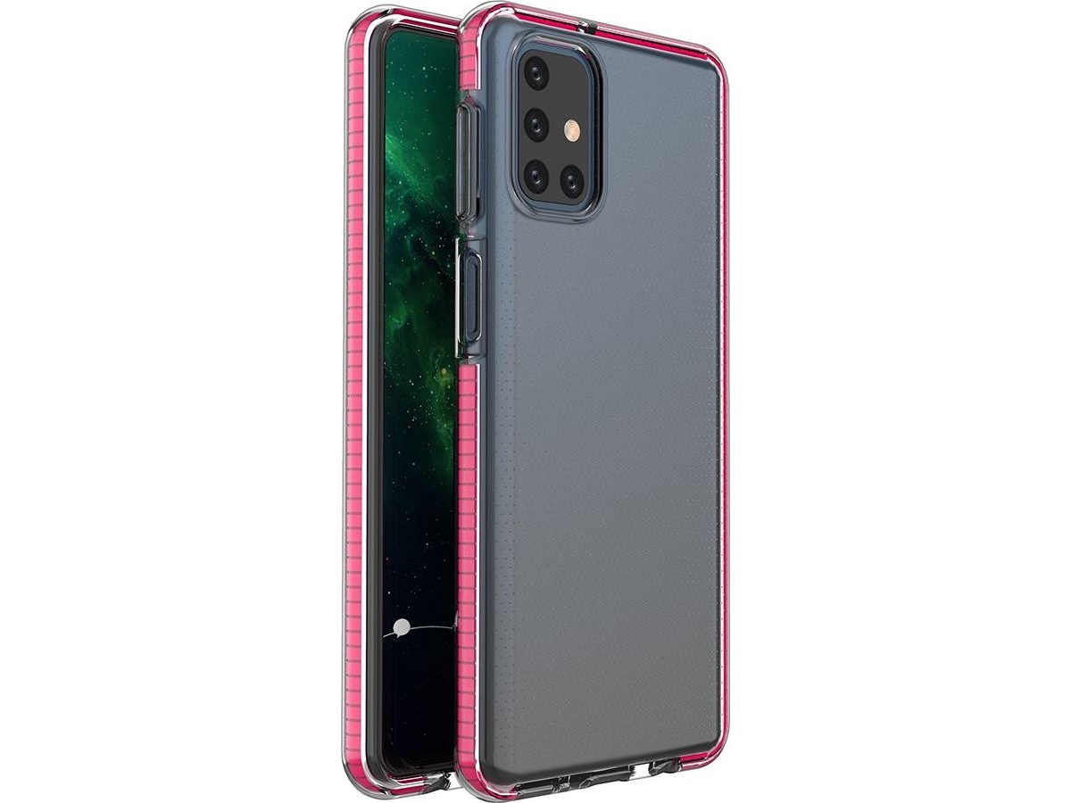 Hurtel Spring Case Geléfodral Med Fargad Ram För Samsung Galaxy M51 Rosa