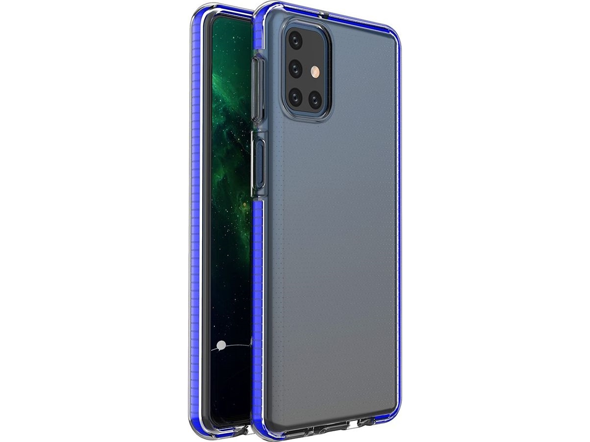 Hurtel Spring Case Geléfodral Med Fargad Ram För Samsung Galaxy M31s Mörkblå
