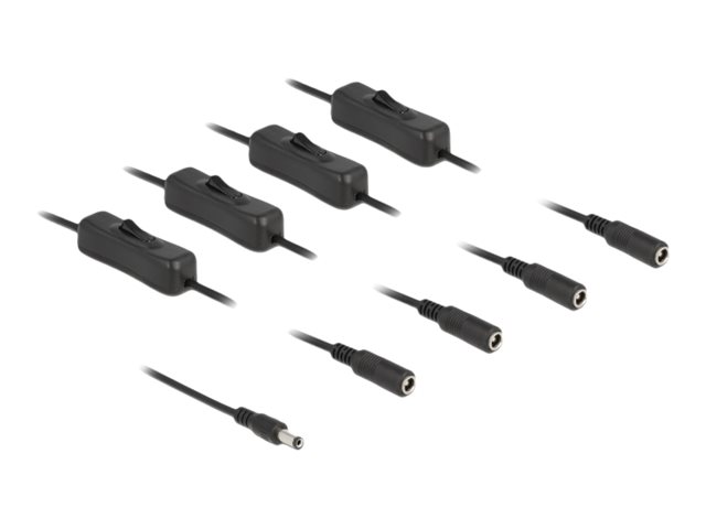 Delock - Strømkabel - Dc Jackstik 5,5 X 2,1 Mm (Han) Til Dc Jackstik 5,5 X 2,1 Mm (Hun) - 5 V - 2 A - 1 M - Sort