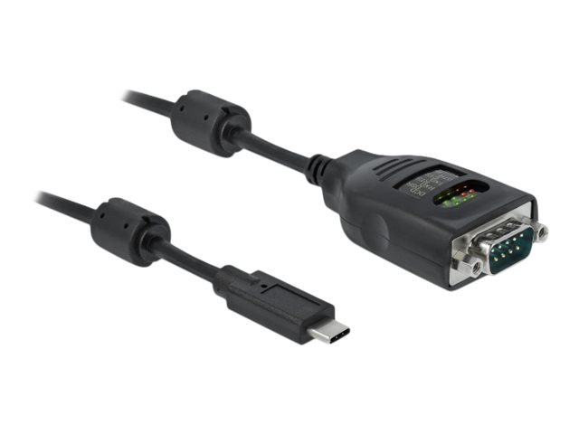 Delock Usb Type-C Zu Seriell Db9 Adapter Mit 9 Led Rs-232 Tester, Schwarz, 2 M, Usb Typ-C, Rs-232 Db9, Stecker, Stecker