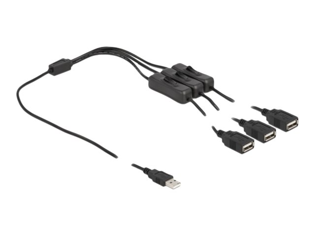 Delock - Strøm-Splitter - Usb (Han) Til Usb (Hun) - 5 V - 2 A - 1 M - Sort