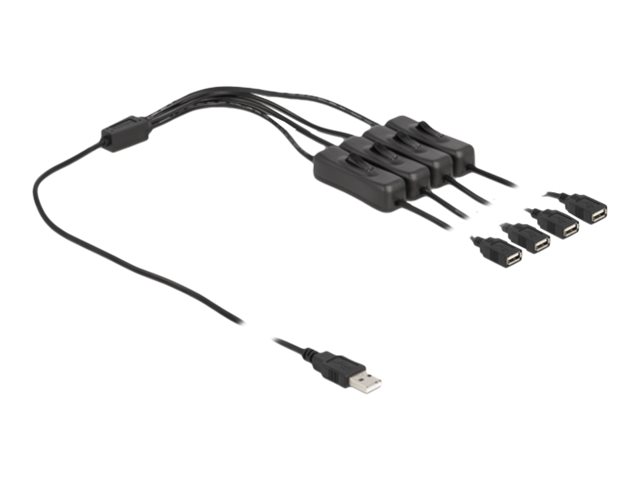 Delock - Strøm-Splitter - Usb (Han) Til Usb (Hun) - 5 V - 2 A - 1 M - Sort