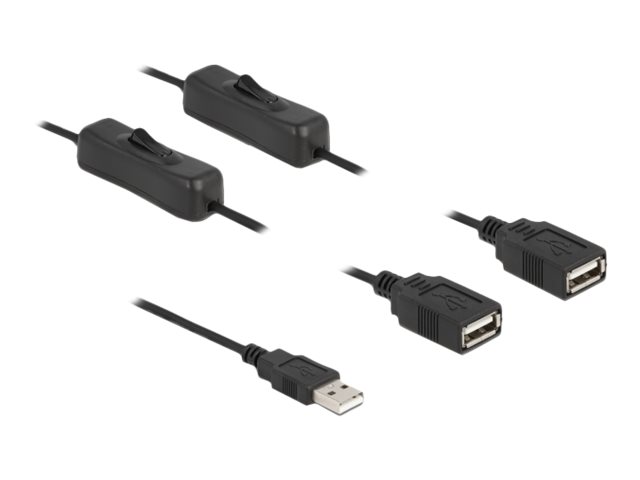Delock - Strøm-Splitter - Usb (Han) Til Usb (Hun) - 5 V - 2 A - 1 M - Sort