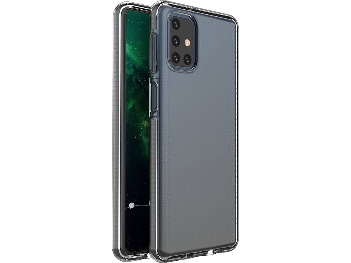 Hurtel Spring Case Geléfodral Med Fargad Ram För Samsung Galaxy M31s Svart