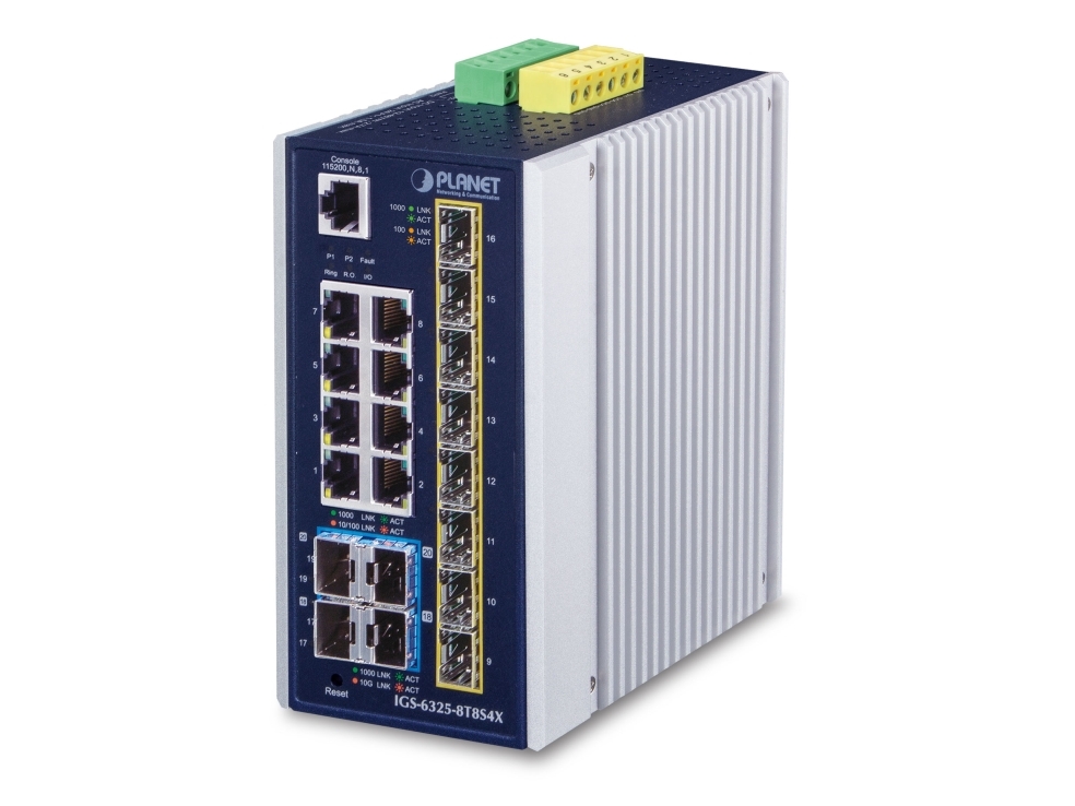 Planet Ip30 Industrial L3 8-Port, Managed, Gigabit Ethernet (10/100/1000), Rack-Einbau, Wandmontage