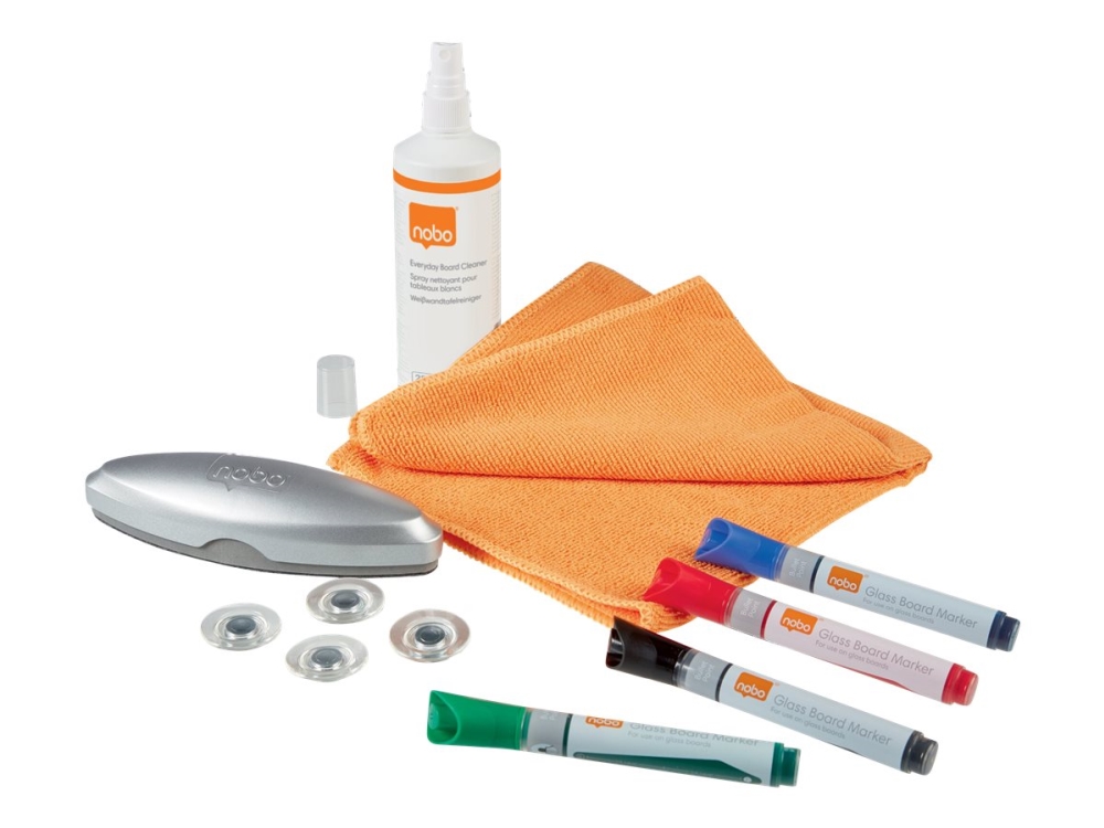 Nobo Dry Erase glas whiteboard tilbehør & rengøringssæt