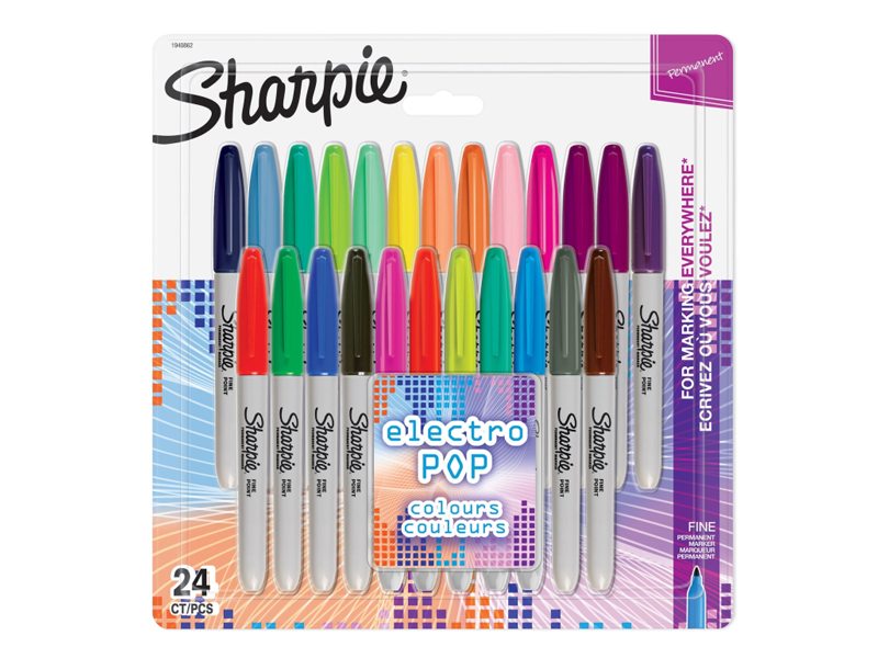 Sharpie Fine, 24 styck, Multifärg, Fin spets, Grå, Multifärg, Rund, Fin | Skrivredskap - Märkpennor - Permanent Marker | GameStuff