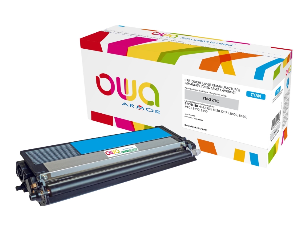Owa - Cyan - Kompatibel - Genproduceret - Tonerpatron (Alternativ Til: Brother Tn321c) - For Brother Dcp-L8400cdn, Dcp-L8450cdw, Mfc-L8650cdw