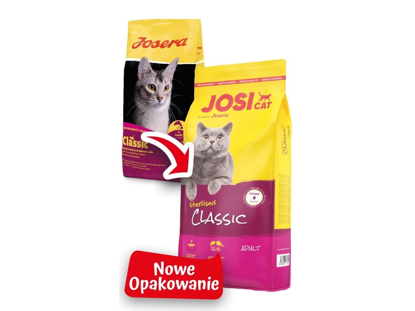 Josera JosiCat Sterilised Classic, Aikuinen, Kaikille roduille, Maissi, Siipikarja, Riisi, Lohi, 10 kg, Ei sisällä ruoan makuaineita