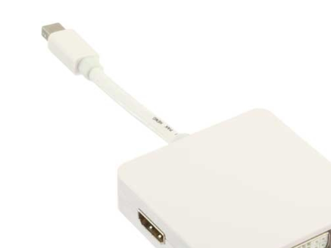 Inline Mini Displayport Zu Hdmi/Dvi/Displayport Adapterkabel, Weiß, 0,15 M, Mini Displayport, Displayport + Dvi + Hdmi, Stecker, Buchse, 1.1A