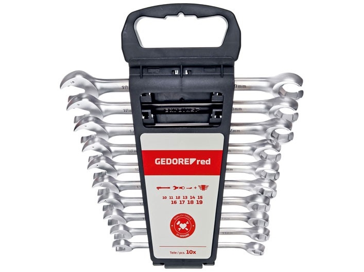 Gedore R05905010, 10,11,12,13,14,15,16,17,18,19 mm, 3/4,7/16,9/16,11/16,13/32,15/32,17/32,19/32,21/32,23/32, Rustfrit stål, Krom-vanadium-stål, Rustfrit stål, Krom, Satin
