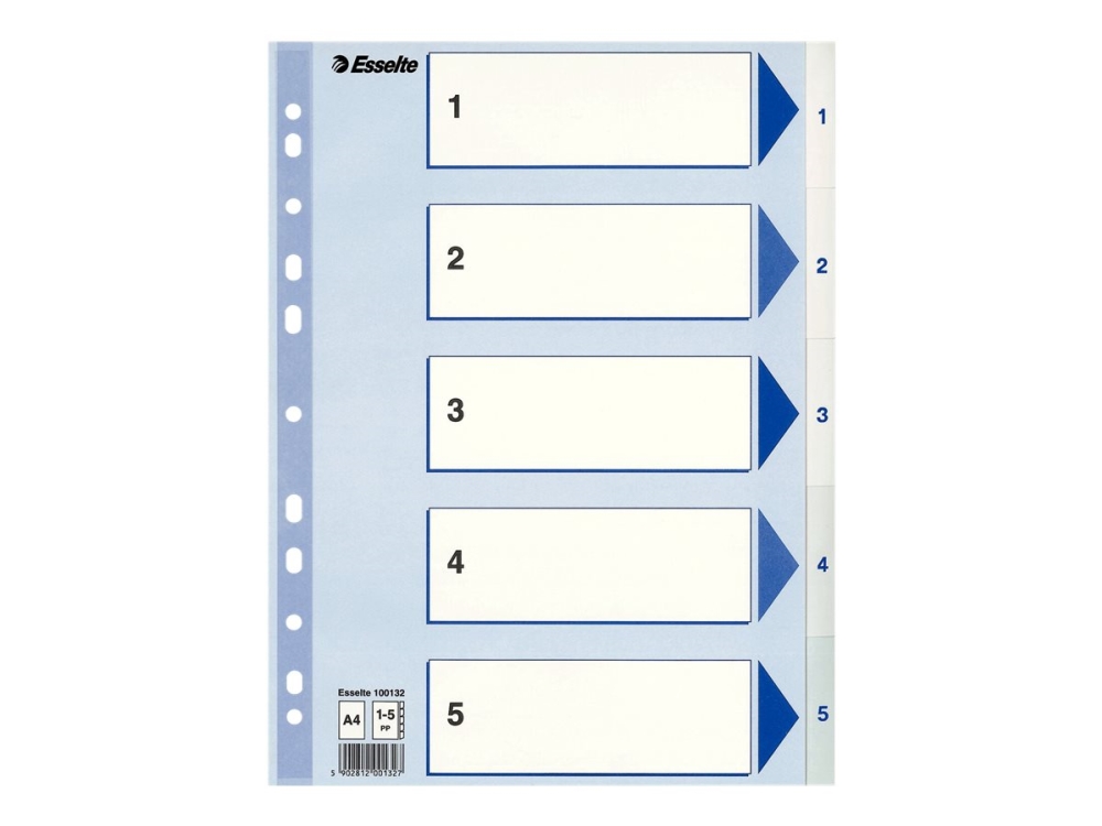 Register Esselte PP A4 1-5 hvid - (20 stk.) | Arkivering - Tabblad - PP-Tabblad & Register | GameStuff