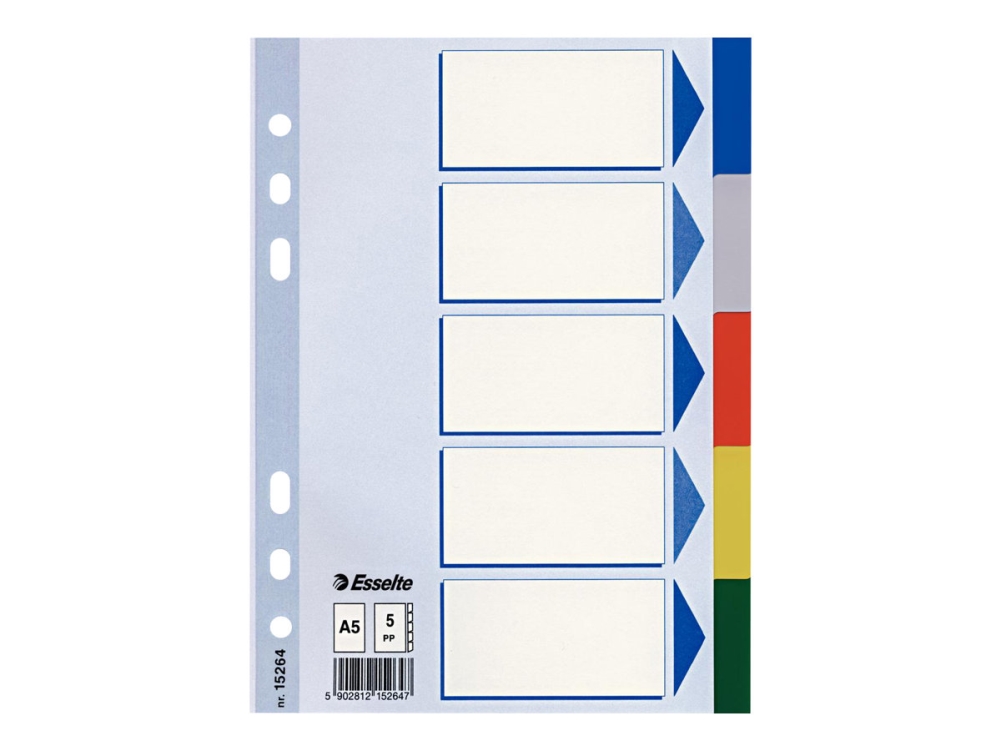 Esselte - Deler - 5 dele - A5 - med faneblade - 5 dele - for A5 - med faneblade
