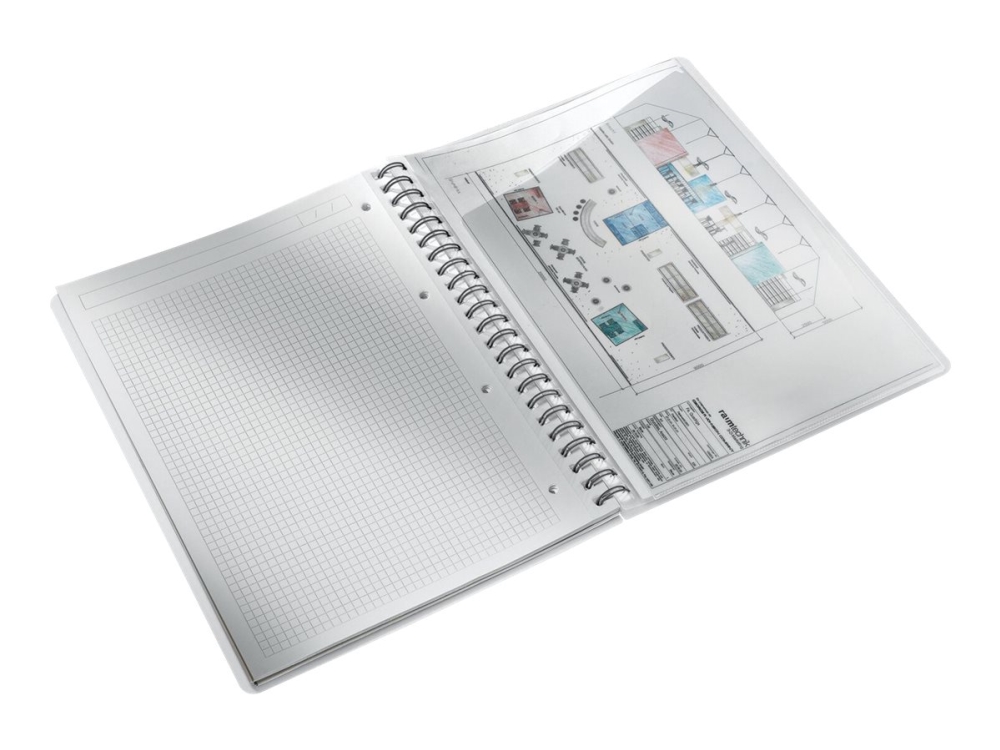 Leitz WOW - Notisblokk - spiralbundet - A4 (210 x 297 mm) - 80 ark / 160 sider - rutet - 4 hull - hvit - polypropylen (PP)