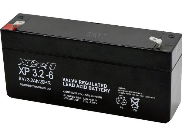 Xcell Xp 3.2 - 6 Blybatteri 6 V 3.2 Ah Blyfleece (B X H X T) 134 X 67 X 35 Mm Fladstik 4,8 Mm Vedligeholdelsesfri